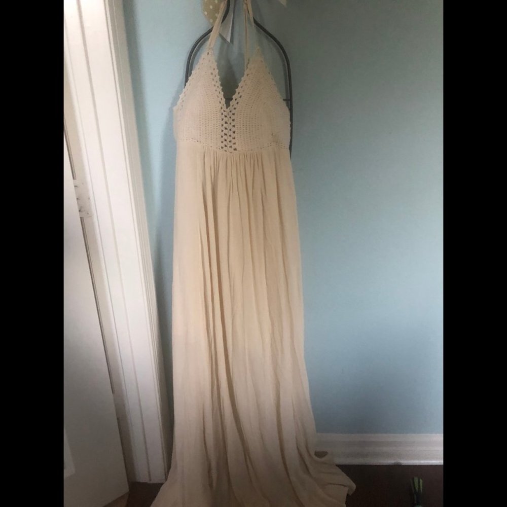 Hippie Chic Cream Maxi Dress Lulus Boho Crotchet